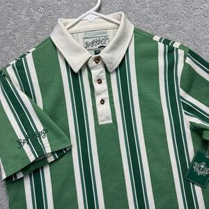 Bogey Boys Polo Shirt Mens Small SM Green White Striped Short Sleeve Macklemore